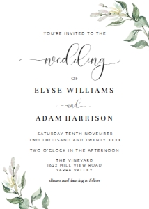 MUG-GRE-1-B153 - MUTED GREENERY - GREEN - WEDDING INVITATION - 5" x 7": MUG-GRE-1-B156 - MUTED GREENERY - GREEN - WEDDING INVITATION SUITE