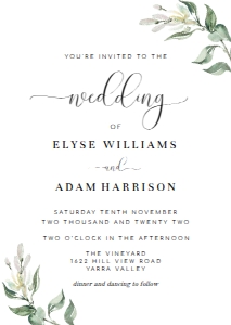MUG-GRE-1-B153 - MUTED GREENERY - GREEN - WEDDING INVITATION - A6: MUG-GRE-1-B156 - MUTED GREENERY - GREEN - WEDDING INVITATION SUITE