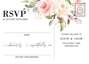 DAR-PNK-2-B170 - DARCY FLORAL - PINK - RSVP POSTCARD - 5" x 7": DAR-PNK-1-B171 - DARCY FLORAL - PINK - WEDDING INVITATION SUITE