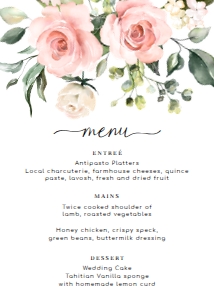 DAR-PNK-12-B180 - DARCY FLORAL - PINK - MENU - 5" x 7": DAR-PNK-12-B180 - DARCY FLORAL - PINK - MENU