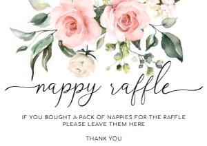 DAR-PNK-7-B206 - DARCY FLORAL - PINK - DIAPER RAFFLE SIGN - A4: DAR-PNK-7-B208 - DARCY FLORAL - PINK - DIAPER RAFFLE SIGN AND TICKET BUNDLE