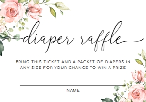 DAR-PNK-10-B207 - DARCY FLORAL - PINK - DIAPER RAFFLE CARDS - 3.5" x 5": DAR-PNK-7-B208 - DARCY FLORAL - PINK - DIAPER RAFFLE SIGN AND TICKET BUNDLE