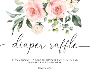 DAR-PNK-7-B206 - DARCY FLORAL - PINK - DIAPER RAFFLE SIGN - 8" x 10": DAR-PNK-7-B208 - DARCY FLORAL - PINK - DIAPER RAFFLE SIGN AND TICKET BUNDLE