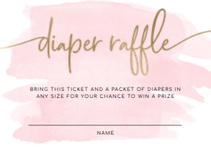 WAT-PNK-10-B288 - WATERCOLOUR PINK - GOLD FOIL - DIAPER RAFFLE TICKET - 3.5" x 5": WAT-PNK-1-B2853 - WATERCOLOUR - PINK GOLD - BABY BRUNCH INVITATION SUITE