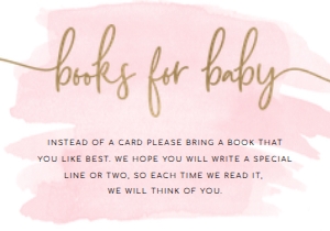 WAT-PNK-2-B287 - WATERCOLOUR PINK - GOLD FOIL - BOOKS FOR BABY CARD - 3.5" x 5": WAT-PNK-1-B2853 - WATERCOLOUR - PINK GOLD - BABY BRUNCH INVITATION SUITE