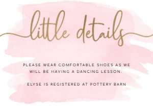 WAT-PNK-2-B291 - WATERCOLOUR PINK - GOLD FOIL - LITTLE DETAILS CARD - 3.5" x 5": WAT-PNK-1-B2853 - WATERCOLOUR - PINK GOLD - BABY BRUNCH INVITATION SUITE