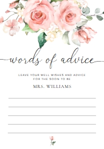 DAR-PNK-10-B379 - DARCY FLORAL PINK - WORDS OF ADVICE CARD - 3.5" x 5": DAR-PNK-10-B383 - DARCY FLORAL PINK - WORDS OF ADVICE CARD AND SIGN BUNDLE