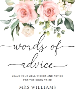 DAR-PNK-7-B382 - DARCY FLORAL PINK - WORDS OF ADVICE SIGN - 8" x 10": DAR-PNK-10-B383 - DARCY FLORAL PINK - WORDS OF ADVICE CARD AND SIGN BUNDLE