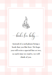 GIN-PNK-2-B433 - GINGHAM - PINK - BUNNY BOOKS FOR BABY CARD - 3.5" x 5": GIN-PNK-1-B2237 - GINGHAM - PINK BUNNY - BABY SHOWER INVITATION SUITE
