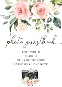 DAR-PNK-7-B522 - DARCY FLORAL - PINK - PHOTO GUEST BOOK SIGN - 5" x 7": DAR-PNK-7-B522 - DARCY FLORAL - PINK - PHOTO GUEST BOOK SIGN