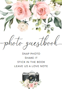 DAR-PNK-7-B522 - DARCY FLORAL - PINK - PHOTO GUEST BOOK SIGN - A4: DAR-PNK-7-B522 - DARCY FLORAL - PINK - PHOTO GUEST BOOK SIGN