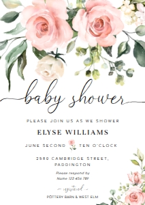 DAR-PNK-1-B138 - DARCY FLORAL PINK - BABY SHOWER INVITATION - A6: DAR-PNK-1-B139 - DARCY FLORAL PINK - BABY SHOWER INVITATION SUITE