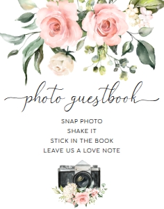 DAR-PNK-7-B522 - DARCY FLORAL - PINK - PHOTO GUEST BOOK SIGN - 11" x 14": DAR-PNK-7-B522 - DARCY FLORAL - PINK - PHOTO GUEST BOOK SIGN