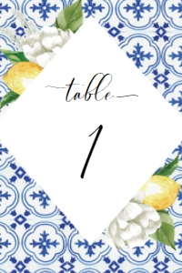 MED-BLU-9-B531 - THE MED - LEMONS - TABLE NUMBERS - 4" x 6": MED-BLU-9-B531 - THE MED - LEMONS - TABLE NUMBERS