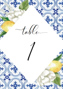 MED-BLU-9-B531 - THE MED - LEMONS - TABLE NUMBERS - 5" x 7": MED-BLU-9-B531 - THE MED - LEMONS - TABLE NUMBERS