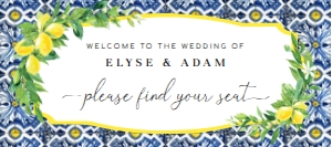 POS-BLY-4-B535 - POSITANO BLUE TILE - LEMONS - SEATING CARDS CHART - 4" x 9": POS-BLY-9-B023 - POSITANO BLUE TILE - LEMONS - TABLE NUMBERS