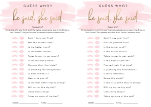 WAT-PNK-10-B590 - WATERCOLOUR PINK - GOLD FOIL - GUESS WHO GAME - A4: WAT-PNK-10-B593 - WATERCOLOUR PINK - GOLD FOIL - BRIDAL SHOWER GAMES BUNDLE