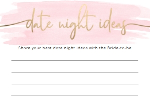 WAT-PNK-10-B588 - WATERCOLOUR PINK - GOLD FOIL - DATE NIGHT IDEAS CARDS - 3.5" x 5": WAT-PNK-10-B593 - WATERCOLOUR PINK - GOLD FOIL - BRIDAL SHOWER GAMES BUNDLE