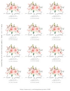 DAR-PNK-6-B986 - DARCY FLORAL - PINK - LOVE IS SWEET TAG  - AVERY LABELS 94501- LETTER: DAR-PNK-6-B986 - DARCY FLORAL - PINK - LOVE IS SWEET FAVOUR TAGS