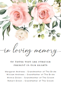 DAR-PNK-7-B605 - DARCY FLORAL - PINK - IN LOVING MEMORY SIGN - 5" x 7": DAR-PNK-7-B605 - DARCY FLORAL - PINK - IN LOVING MEMORY SIGN
