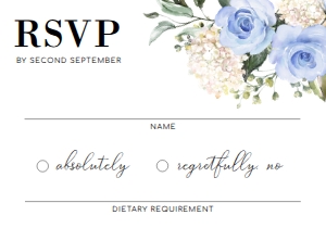 DAR-BLU-2-B172 - DARCY FLORAL - BLUE - RSVP CARD - 3.5" x 5": DAR-BLU-1-B171 - DARCY FLORAL - BLUE - WEDDING INVITATION SUITE