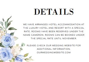 DAR-BLU-2-B169 - DARCY FLORAL - BLUE - WEDDING DETAILS CARD - A7: DAR-BLU-1-B171 - DARCY FLORAL - BLUE - WEDDING INVITATION SUITE