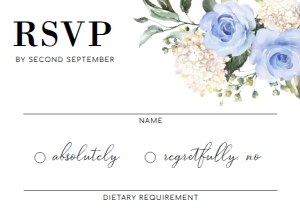 DAR-BLU-2-B172 - DARCY FLORAL - BLUE - RSVP CARD - A7: DAR-BLU-1-B171 - DARCY FLORAL - BLUE - WEDDING INVITATION SUITE