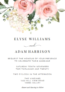 DAR-PNK-1-B116 - DARCY FLORAL - PINK - WEDDING INVITATION - A6: DAR-PNK-1-B171 - DARCY FLORAL - PINK - WEDDING INVITATION SUITE