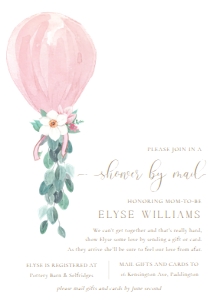 DAF-PNK-1-B670 - DARLINGTON FLORAL - PINK - BABY SHOWER BY MAIL INVITATION - 5" x 7": DAF-PNK-1-B670 - DARLINGTON FLORAL - PINK - BABY SHOWER BY MAIL INVITATION