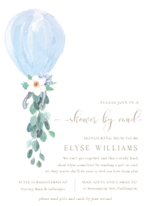 DAF-BLU-1-B670 - DARLINGTON FLORAL - BLUE - BABY SHOWER BY MAIL INVITATION - A6: DAF-BLU-1-B670 - DARLINGTON FLORAL - BLUE - BABY SHOWER BY MAIL INVITATION