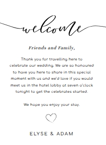LUC-WHT-2-B686 - LUCAS SCRIPT - WHITE - WELCOME BAG TAG - 5.5" x 4": LUC-WHT-2-B787 - LUCAS SCRIPT - WHITE - ITINERARY, WELCOME CARD AND TAG BUNDLE