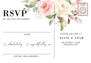 DAR-PNK-2-B170 - DARCY FLORAL - PINK - RSVP POSTCARD - 3.5" x 5": DAR-PNK-1-B171 - DARCY FLORAL - PINK - WEDDING INVITATION SUITE