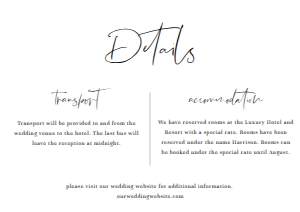 GIG-WHT-2-B707 - GIGI SCRIPT - WHITE - DETAILS CARD - A7: GIG-WHT-1-B709 - GIGI SCRIPT - WHITE - WEDDING INVITATION SUITE
