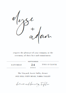 GIG-WHT-1-B706 - GIGI SCRIPT - WHITE - WEDDING INVITATION - A6: GIG-WHT-1-B709 - GIGI SCRIPT - WHITE - WEDDING INVITATION SUITE