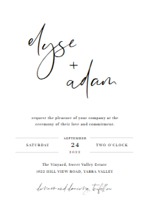 GIG-WHT-1-B706 - GIGI SCRIPT - WHITE - WEDDING INVITATION - 5" x 7": GIG-WHT-1-B709 - GIGI SCRIPT - WHITE - WEDDING INVITATION SUITE