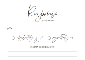 GIG-WHT-2-B708 - GIGI SCRIPT - WHITE - RSVP CARD - A7: GIG-WHT-1-B709 - GIGI SCRIPT - WHITE - WEDDING INVITATION SUITE