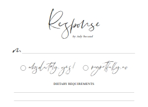 GIG-WHT-2-B708 - GIGI SCRIPT - WHITE - RSVP CARD - 5.5" x 4": GIG-WHT-1-B709 - GIGI SCRIPT - WHITE - WEDDING INVITATION SUITE