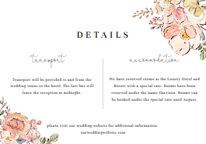 CAM-MTL-2-B716 - CAMBRIDGE FLORAL - MULTI - DETAILS CARD - 3.5" x 5": CAM-MLT-1-B718 - CAMBRIDGE FLORAL - MULTI - WEDDING INVITATION SUITE