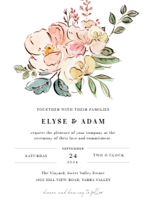 CAM-MLT-1-B715 - CAMBRIDGE FLORAL - MULTI - WEDDING INVITATION - 5" x 7": CAM-MLT-1-B718 - CAMBRIDGE FLORAL - MULTI - WEDDING INVITATION SUITE