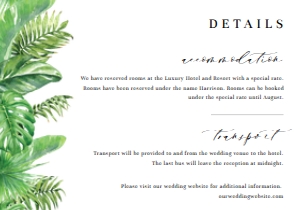 NAN-GRE-2-B734 - NANTUCKET PALM - GREEN - DETAILS CARD - 3.5" x 5": NAN-GRE-1-B736 - NANTUCKET PALM - GREEN - WEDDING INVITATION SUITE