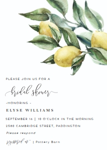 TUL-YEL-1-B317 - TUSCAN LEMONS - YELLOW - BRIDAL SHOWER INVITATION - A6: TUL-YEL-1-B761 - TUSCAN LEMONS - YELLOW - BRIDAL SHOWER INVITATION SUITE