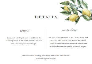 TUL-YEL-2-B753 - TUSCAN LEMONS - YELLOW - DETAILS CARD - 3.5" x 5": TUL-YEL-1-B755 - TUSCAN LEMONS - YELLOW - WEDDING INVITATION SUITE