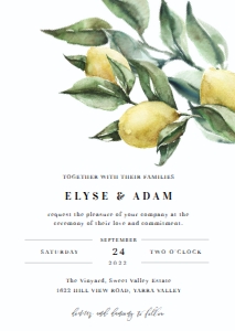 TUL-YEL-1-B752 - TUSCAN LEMONS - YELLOW - WEDDING INVITATION - A6: TUL-YEL-1-B755 - TUSCAN LEMONS - YELLOW - WEDDING INVITATION SUITE