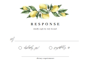 TUL-YEL-2-B754 - TUSCAN LEMONS - YELLOW - RSVP CARD - A7: TUL-YEL-1-B755 - TUSCAN LEMONS - YELLOW - WEDDING INVITATION SUITE