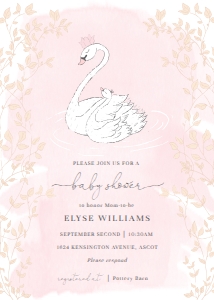 ODT-PNK-1-B778 - ODETTE - PINK - BABY SHOWER INVITATION - 5" x 7": ODT-PNK-1-B778 - ODETTE - PINK - BABY SHOWER INVITATION