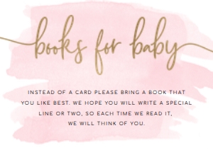 WAT-PNK-2-B287 - WATERCOLOUR PINK - GOLD FOIL - BOOKS FOR BABY CARD - A7: WAT-PNK-1-B2853 - WATERCOLOUR - PINK GOLD - BABY BRUNCH INVITATION SUITE