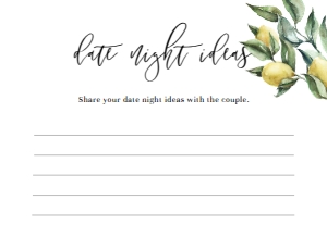 TUL-YEL-10-B838 - TUSCAN LEMONS - YELLOW - DATE NIGHT IDEAS CARD - 5.5" x 4": TUL-YEL-10-B1242 - TUSCAN LEMONS - YELLOW - BRIDAL SHOWER GAMES BUNDLE
