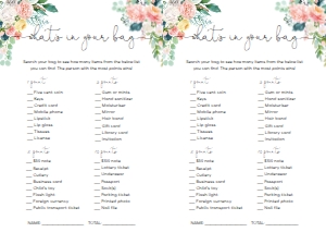 AFB-WHT-10-B846 - AFTERNOON BLOOMS - WHITE - WHAT'S IN YOUR BAG GAME - A4: AFB-WHT-10-B877 - AFTERNOON BLOOMS - WHITE - BABY SHOWER GAMES BUNDLE