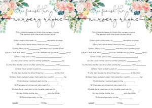 AFB-WHT-10-B870 - AFTERNOON BLOOMS - WHITE - NURSERY RHYME GAME - A4: AFB-WHT-10-B877 - AFTERNOON BLOOMS - WHITE - BABY SHOWER GAMES BUNDLE