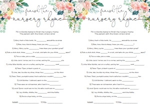 AFB-WHT-10-B870 - AFTERNOON BLOOMS - WHITE - NURSERY RHYME GAME - LETTER: AFB-WHT-10-B877 - AFTERNOON BLOOMS - WHITE - BABY SHOWER GAMES BUNDLE